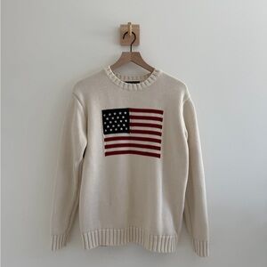 Brandy Melville Cream Sweater with Flag Design